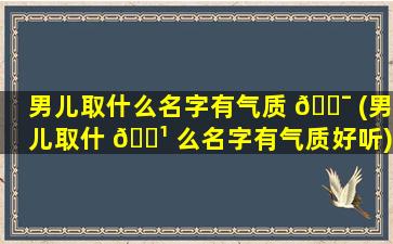 男儿取什么名字有气质 🐯 (男儿取什 🌹 么名字有气质好听)